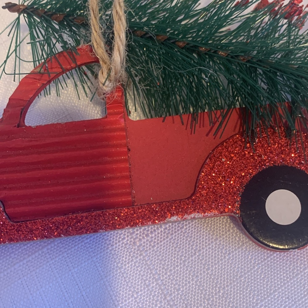 Sparkling Pickup Truck Christmas Tree Ornament Holiday Decor Decoration - Picture 4 of 6